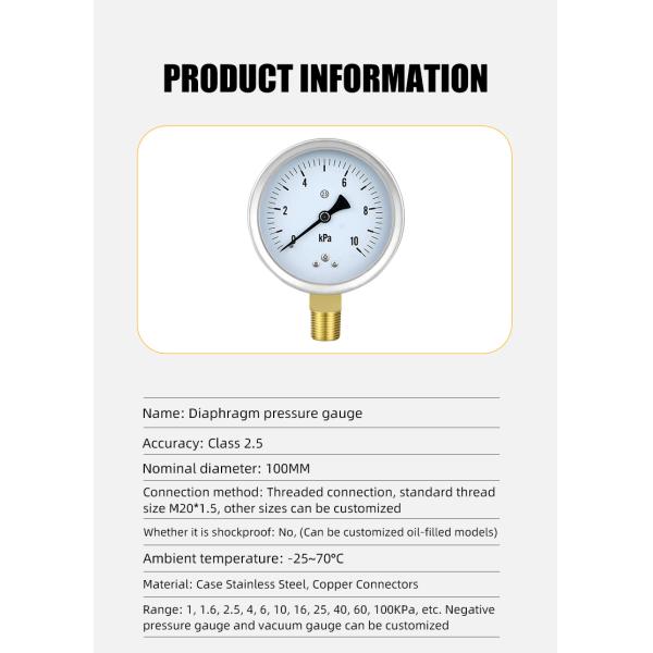 100mm Radial Connected Manometer for Precise Pressure Monitoring in Industrial Settings