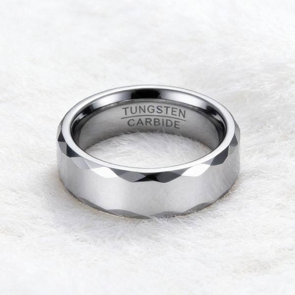 Silver Plated Wear Resistant Non-fading Tungsten Ring for Men and Women Wedding Band
