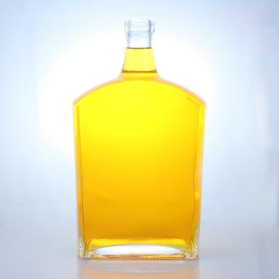Super Flint Glass Flat Square Rum Vodka Whisky Tequila Gin Bottle with Cork 's Product