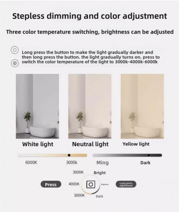 Modern Water-Resistant LED Mirror Wall Mounted Bathroom Vanity Medicine Cabinet for Hotel Apartment Villa Makeup Application