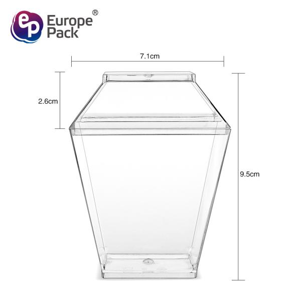 Party supplies dessert square reusable plastic cup with lid