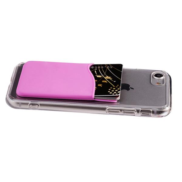 Pink Smartphone Wallet Card Holder , Silicone Stick On Card Holder For Unisex Gender
