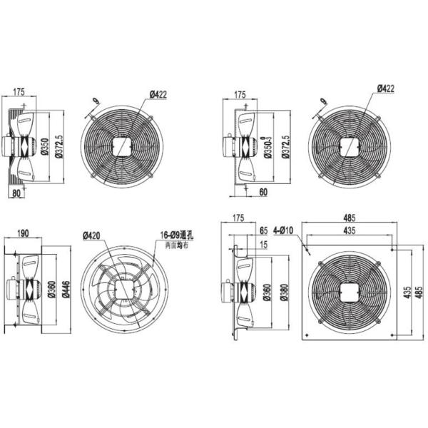 AC Radiator Component Cooling Fan 120V 220V 380V For Industrial Equipment