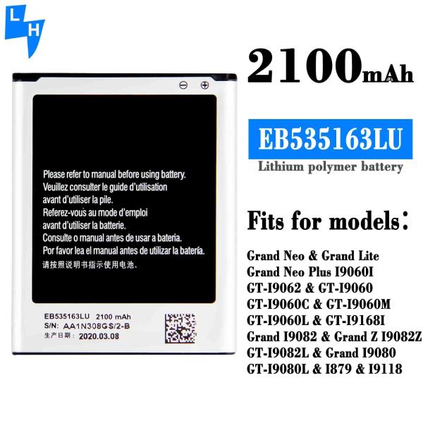 EB535163LU Bateria para Samsung I9060 I9082 Telefone Móvel recarregável e durável