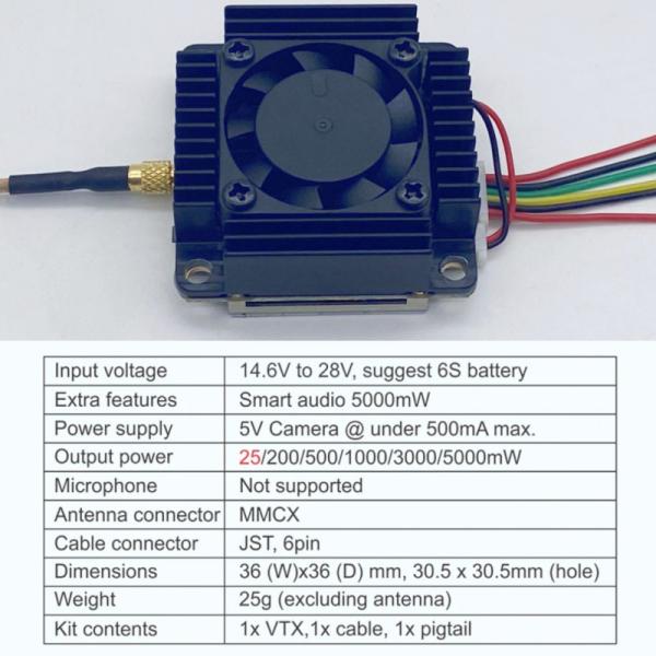 Видеопередатчик беспилотного летательного аппарата AKK 5W FPV VTX 96CH Видеопередатчик поддерживает смарт-аудио-видеосвязь