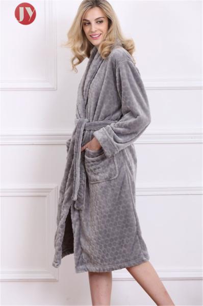 Luxury Flannel Fleece Robe Long Sleeve Nightwear Heated Bathrobe Nightdress Nightgrown