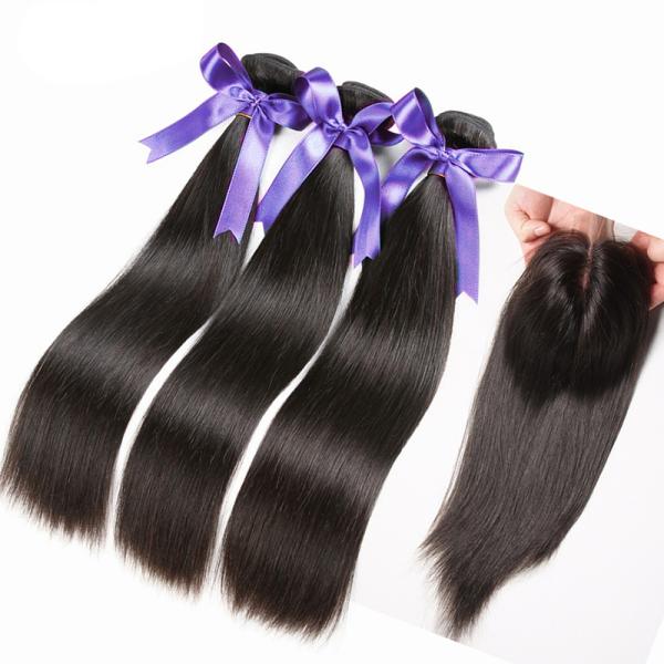 Soft Straight Peruvian Human Hair Weave Bundles No Tangle / No Smell