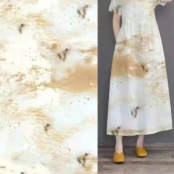 145cm Dress Cupro Viscose Fabric Stripes Flowers Chiffon Printed Fabric