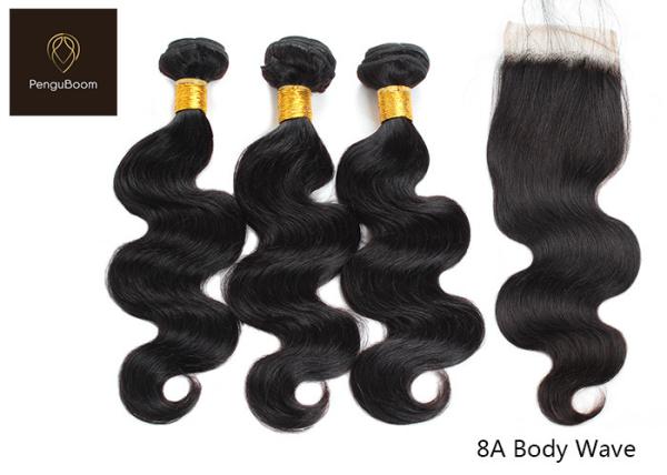 OEM Design 45.72cm 18 Inch Human Hair Bundles With Closure No Smelling