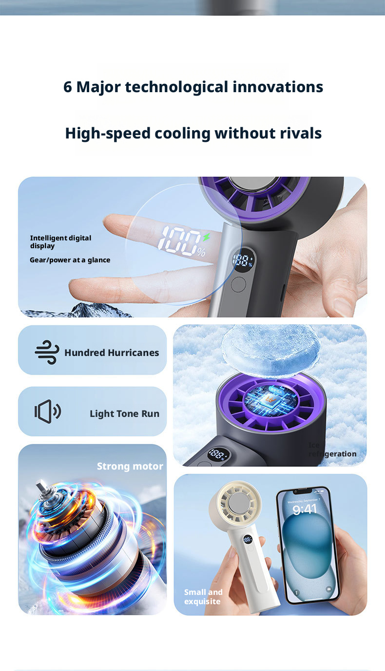 Customized Logo Foldable High Speed Handheld Fan With 100 Gear Infraspeed Turbo Tech
