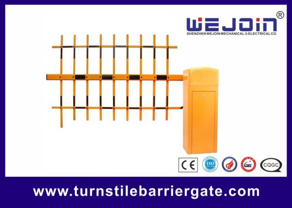 Couleur jaune 4m Trois clôtures bras barrière porte DC24V moteur sans balai Auto-retour sur l'obstruction