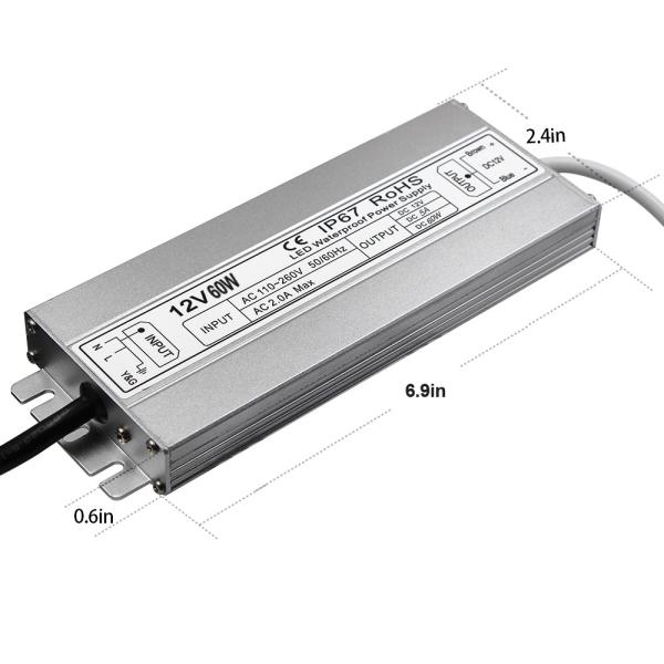 12v 60w Slim waterproof power supply IP67 LED transformer Adapter for LED Light