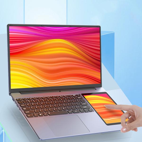Laptop de doble pantalla de 15.6 con táctil de 7, Intel N100, SSD+HDD, Win 10