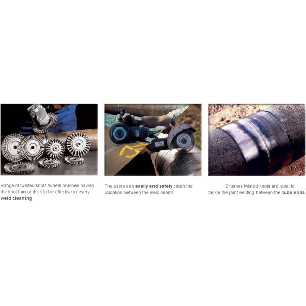 Three Layer Square Hole Braided Wire Brushes 9 Inch OD For Tube Rust Removal