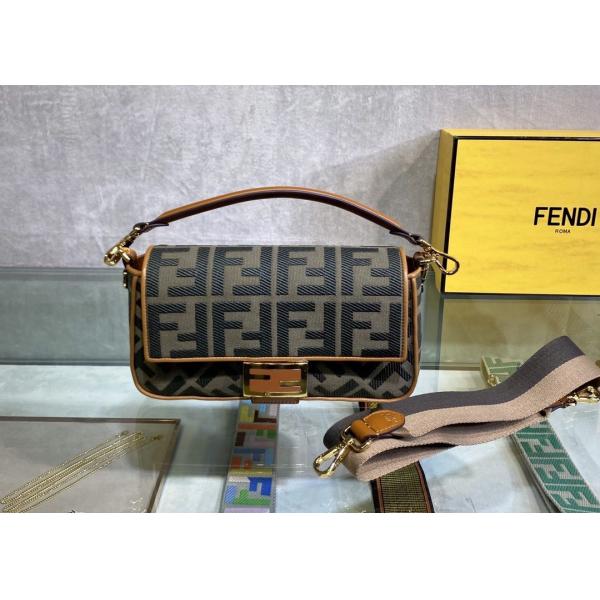 Women F Letters Pattern Denim Baguette Bag Embroidery Series