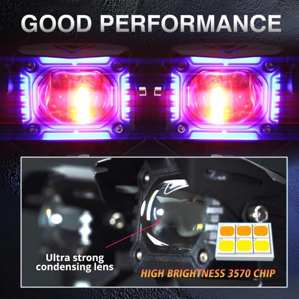 Motorcycle Lighting Systems Blue DRL Dual Color White Yellow Light with Red Evil YAYE