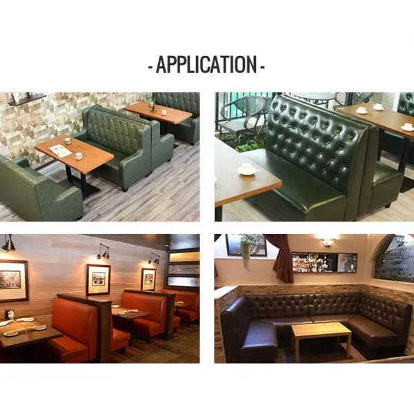 American Vinyl Restaurant Booth With Diamond Pattern Tufted Light Luxury Table and Seating