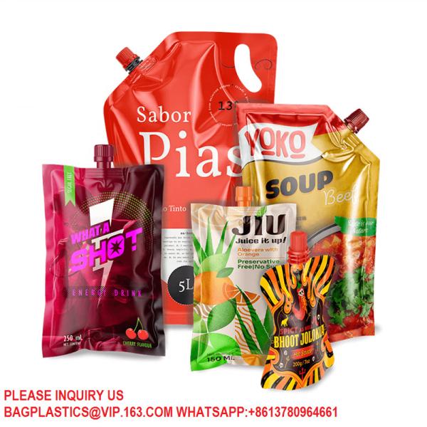 Liquid Beverage Seasoning Bags Smoothie Bag Container Hand-Held Leak Proof Spouted Pouch