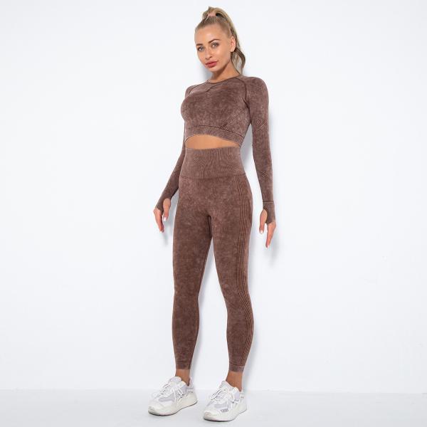 o Activewear das mulheres 290gsm ajusta mulheres que o Gym veste a cópia sem emenda da tintura do laço