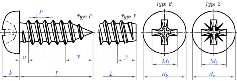DIN7981 Pan Head Cross Drive Self Tapping Screw