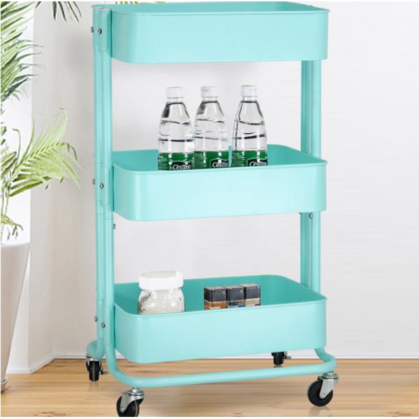 Anti Abrasion Three Tier Storage Trolley , H74cm Bathroom Storage Trolley