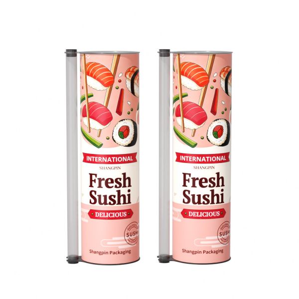 Customized LOGO food grade material sushi cylinder round paper box with sauce pouring tube