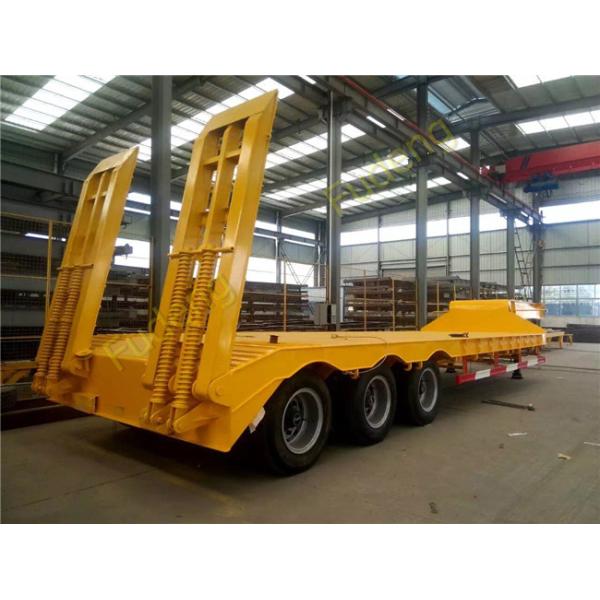 Three Axles Hydraulic Low Bed Semi Trailer Load Capacity 40 - 80 Tons