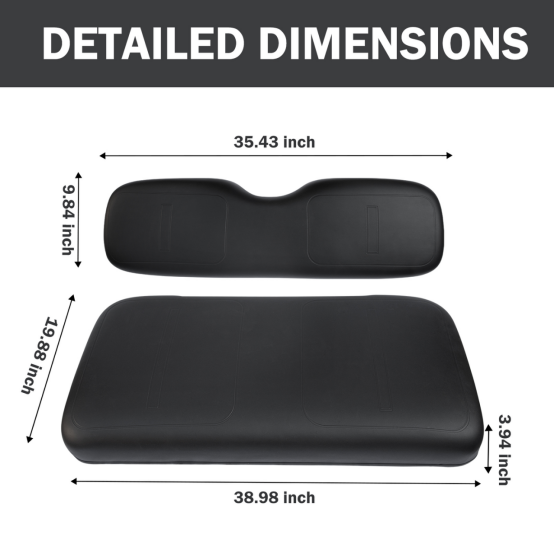 Shuran Black Front Seat Cushions For EZGO TXT Easy Installation