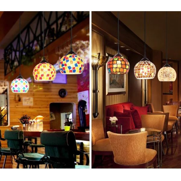 LED Colorful Glass Hanging Lamp Morocco Decor Turkish Mosaic Lamps (WH-DC-86)