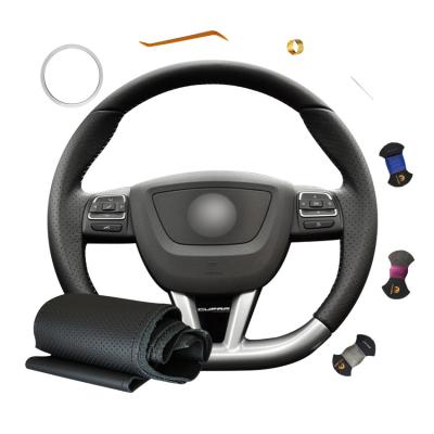 Purple Thread Color Customized Car Interior Steering Wheel Cover for Seat Leon 2009-2012