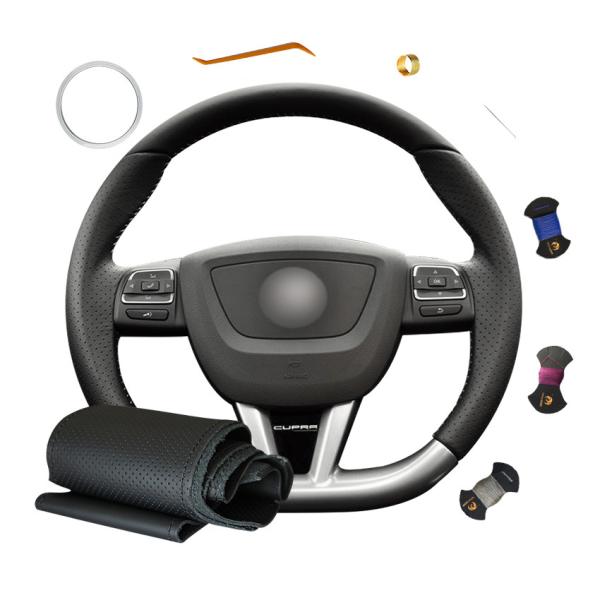Purple Thread Color Customized Car Interior Steering Wheel Cover for Seat Leon 2009-2012