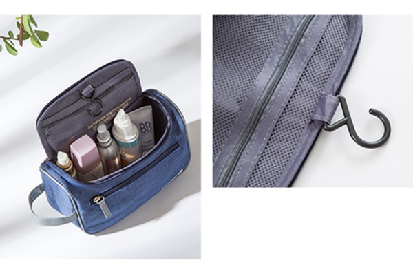 Oxford Fabric Mens Custom Cosmetic Bags , top double metal zipper Make Up Organizer