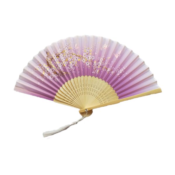 [I AM YOUR FANS] Chinese Flower Pattern Art Craft Gift Folding Fan Party Dance Ancient Style Clothing Hand Fan