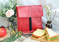 Bolso de compras tejido PP plegable del color rojo con el embrague negro de la tira del velcro