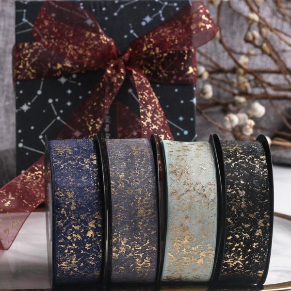 Hot stamping cracked chiffon ribbon DIY bow hair accessory chiffon packaging balloon shoelaces ribbon flower gift Box ribbon