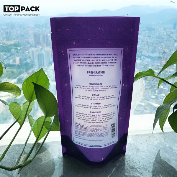 Plastic Frozen Shrimp Fish Dumpling Food Packaging Pouches 9oz
