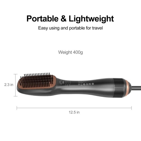 Electric Ceramic Hairdryer Brush Straightener Overheating Protection Negative Ion Technology Fast Heating Lightweight Hotel