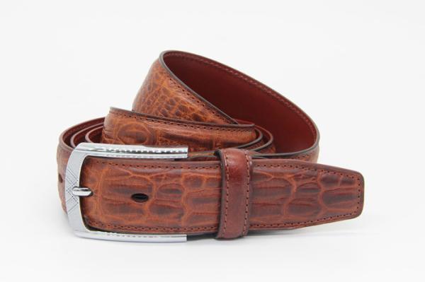 Waist 100cm Crocodile Mens Casual Leather Belt With Zinc Alloy Buckle