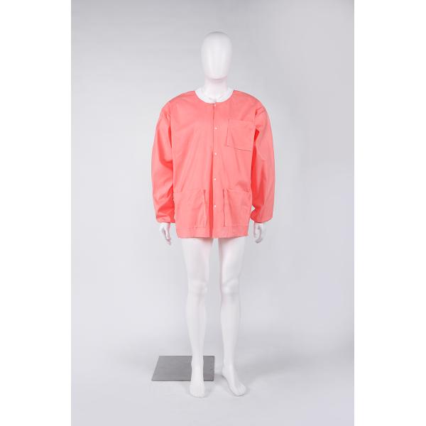 S&J Pink Lab Jacket Fluid Resistant Lab Coat With Cuffed Sleeves Oil Resistant