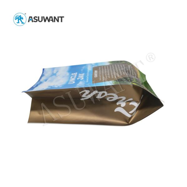 Plastic Stand Up Aluminum Foil Side Gusset Flat Bottom Coffee Bean Bag