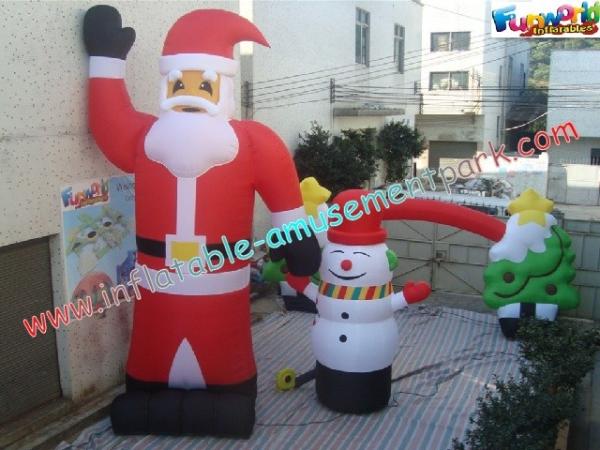 PVC Uv-Tratado, decorações infláveis de nylon revestidas Papai Noel do Natal para exterior