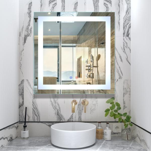 Customized Wall Mounted LED Mirror 12V Smart LED Bathroom Mirror 3000K