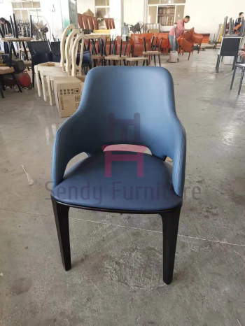 Micro Fiber Leather Wood Restaurant Chair Upholstered No Folded With Armrests