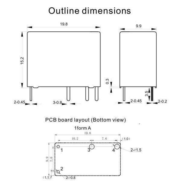Реле держателя SPST 12V SPST PCB класс реле 10 Amp изоляция RJE-112DM