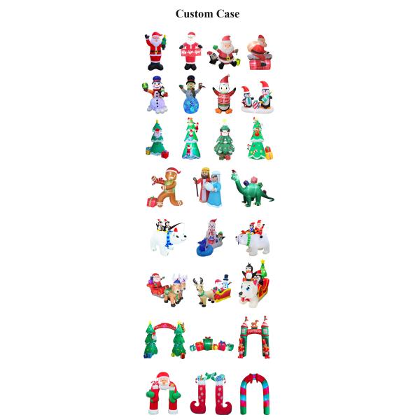 Outdoor Christmas Lighted Santa Sleigh Arch with Snowman Gingerbread Tree Inflatables