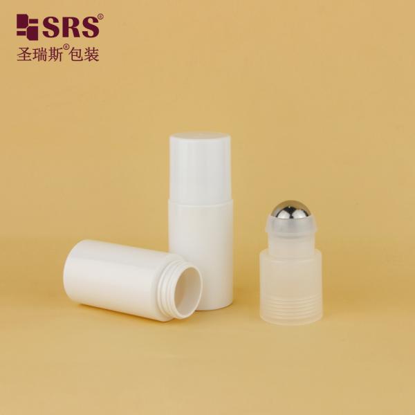 PET30-50ML White PET Roll On Bottle With Screw Cap and Big Steel Roller Ball