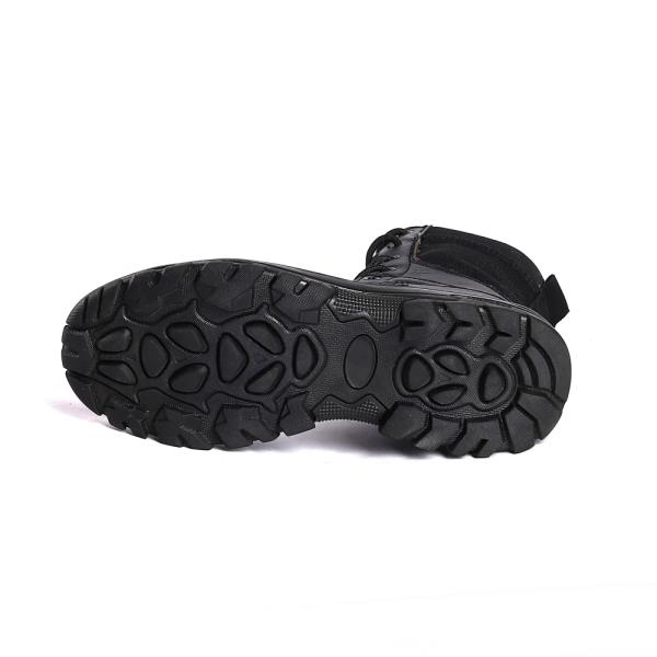 Tejido de pie de acero negro de corte alto de suela PU de encaje hasta el cierre de seguridad