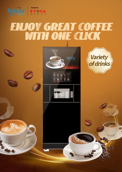 Macas Commercial Fully Automatic Freshly Ground Cabinet Coffee Machine With Instant Heating Boiler And Gear Pump System