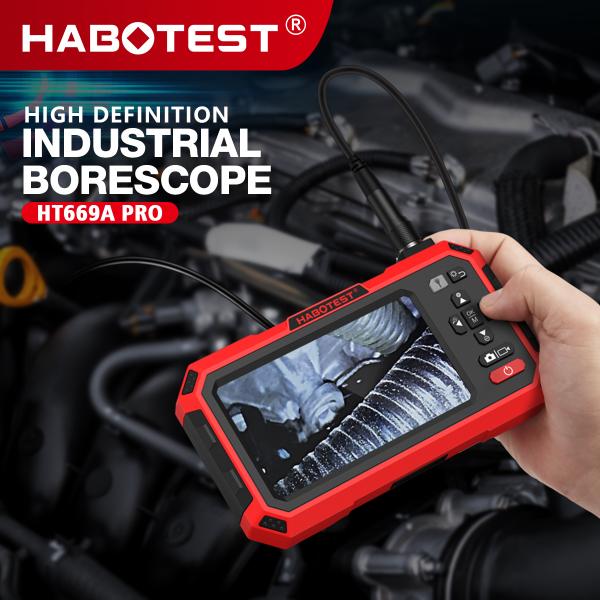 HABOTEST HT669A PRO 5 pulgadas de doble lente Borescopio 7MM de conductos de alcantarillado automotriz Mecánica cámara de inspección de video Borescopio industrial