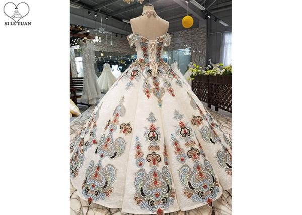 Off Shoulder Tailor Made Prom Dresses Colorful Lace Beading Floor Length